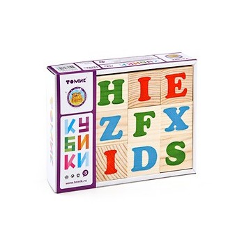 Набор детских деревянных кубиков с английским алфавитом.