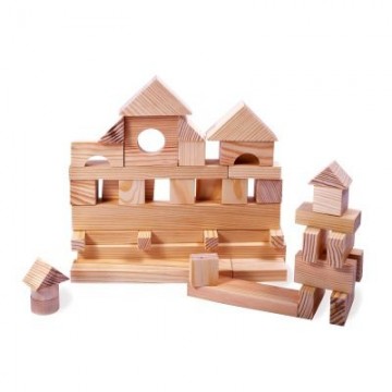 Конструктор геометрический «Построй свой город» 51 в деревянном ящике (неокрашенный)